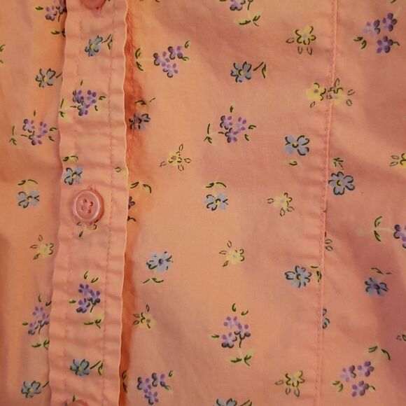Cute Vintage Arizona Jean Co Pink Floral Button Down Top Sz L (14-16) - Picture 2 of 5